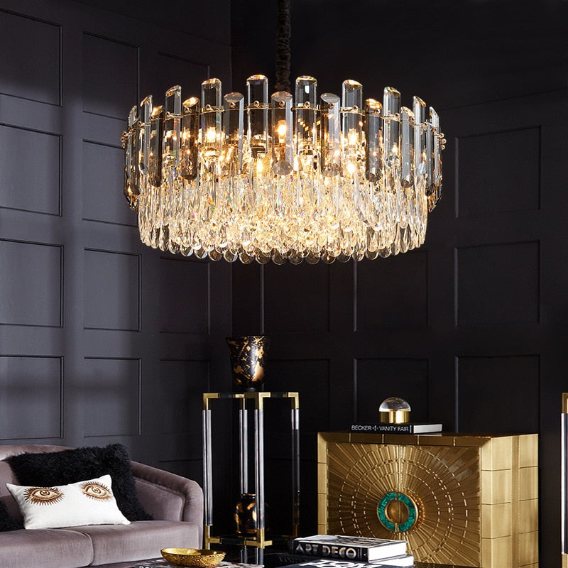Moderne Kristallluxus-Kronleuchter-goldene Lampe