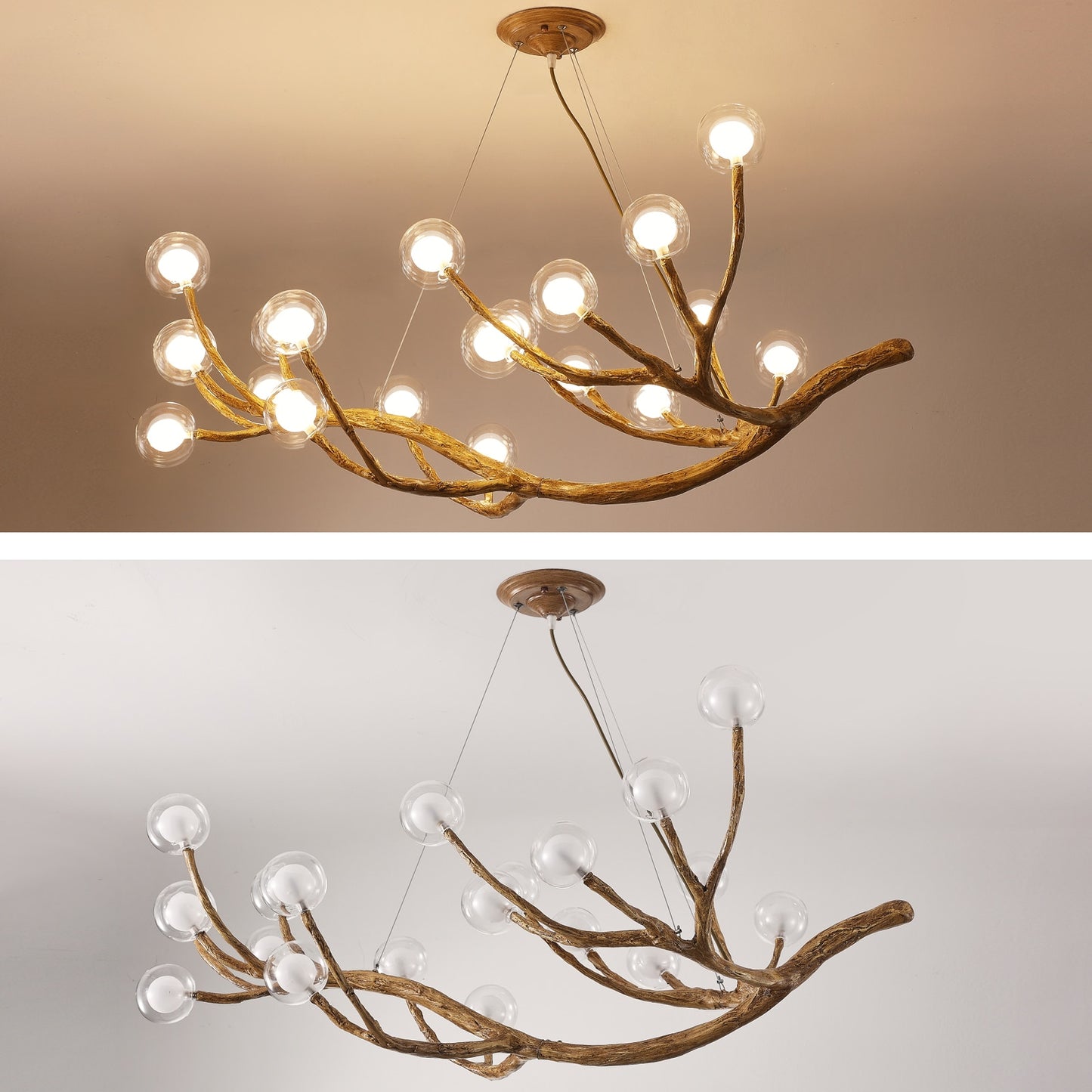 Moderne Baum-Zweig-Glasblasen-Lampe